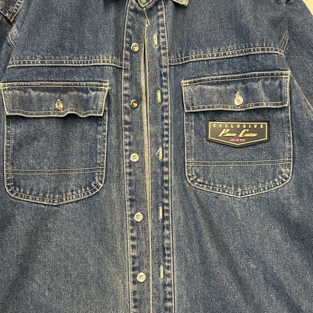 Vintage Paco Chicano Denim Shirt Mens Medium Blue Wash Oversized Shacket 90s - Picture 4 of 8